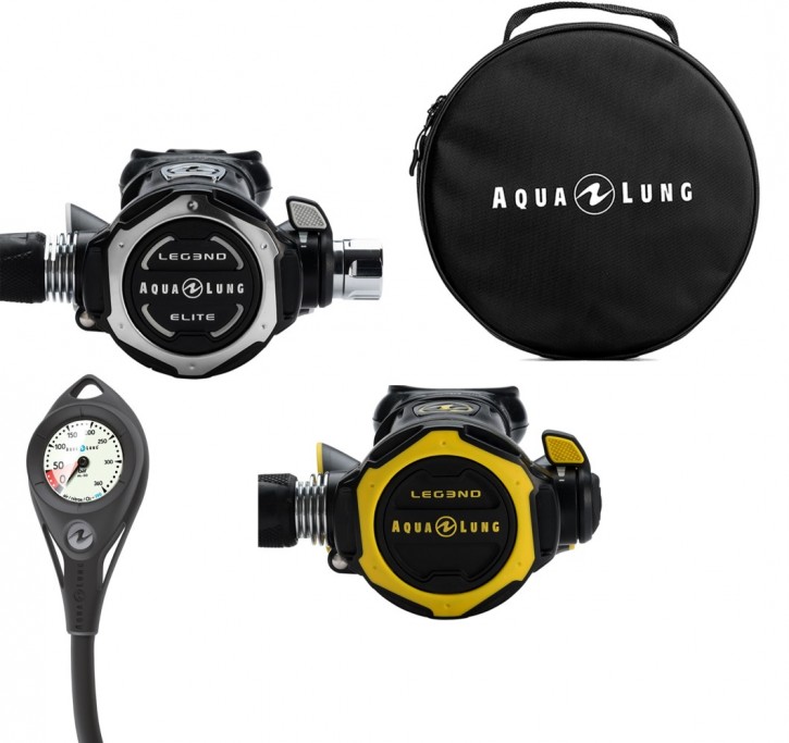 Aqualung Leg3nd Elite DIN Set mit Octopus, Finimeter und Tasche